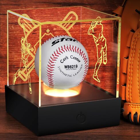 علبة عرض لعبة البيسبول مع مصابيح LED Baseball Holder Display مع نقوش ، وحالة بيسبول تضيء للعرض ، و Clear Stand Stand Clear Clear Clear For Memorabilia ، و Softball Golf Baseball Case in Saudi Arabia