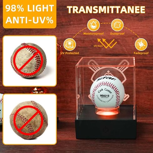 علبة عرض لعبة البيسبول مع مصابيح LED Baseball Holder Display مع نقوش ، وحالة بيسبول تضيء للعرض ، و Clear Stand Stand Clear Clear Clear For Memorabilia ، و Softball Golf Baseball Case in Saudi Arabia