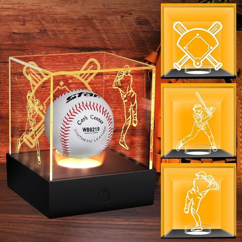 علبة عرض لعبة البيسبول مع مصابيح LED Baseball Holder Display مع نقوش ، وحالة بيسبول تضيء للعرض ، و Clear Stand Stand Clear Clear Clear For Memorabilia ، و Softball Golf Baseball Case in Saudi Arabia