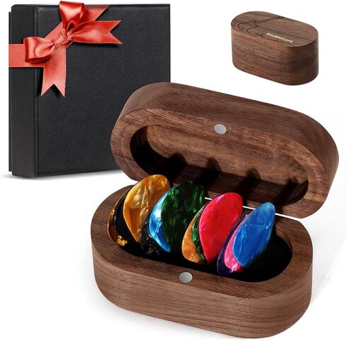 DoubleCare Walnut Guitar Pick Case مع 12 اختيار السليلويد في 3 سماك in Kuwait