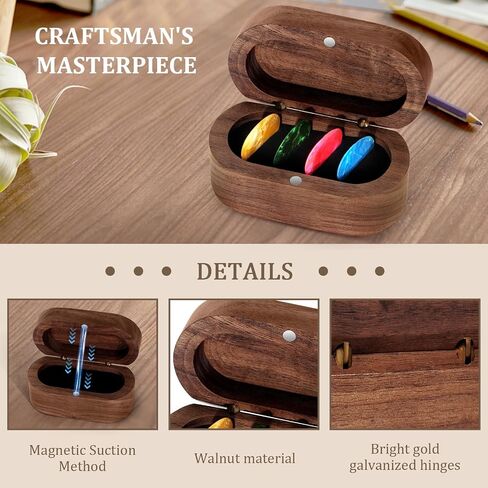DoubleCare Walnut Guitar Pick Case مع 12 اختيار السليلويد في 3 سماك in Kuwait