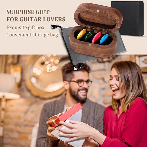 DoubleCare Walnut Guitar Pick Case مع 12 اختيار السليلويد في 3 سماك in Kuwait