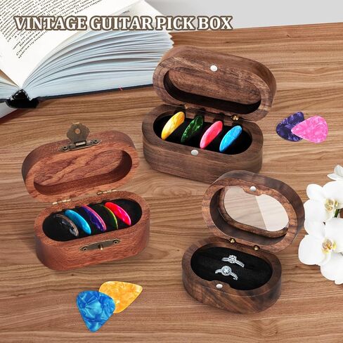 DoubleCare Walnut Guitar Pick Case مع 12 اختيار السليلويد في 3 سماك in Kuwait
