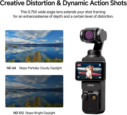 مجموعة مرشحات DJI Osmo Pocket 3 ND/CPL 4 في 1 (ND2-32 + ND64-512 + CPL + 1/4 Black Mist) Pro Osmo Pocket 3 ملحقات للفيديو السينمائي ومدونات الفيديو وصناعة أفلام السفر in Kuwait