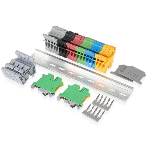 DIN Rail Terminal Block Kit 20 Dinkle DK2.5N DIN Terminal Block Concls 12-22 AWG GAUGE 32A 690V 8'ALUMINUM السكك الحديدية مع كتل أرضية تغطي قوسين لمشروع تقاطع صندوق الوصلات in Saudi Arabia