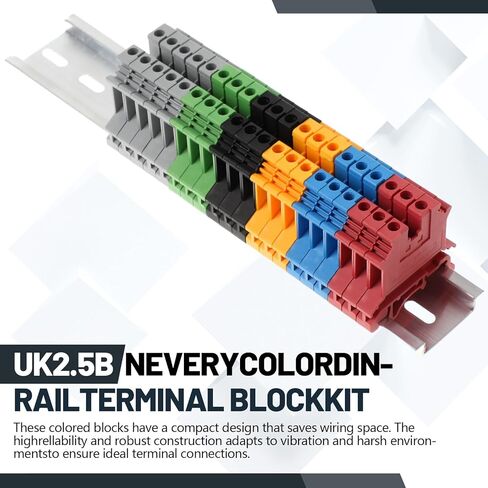 DIN Rail Terminal Block Kit 20 Dinkle DK2.5N DIN Terminal Block Concls 12-22 AWG GAUGE 32A 690V 8'ALUMINUM السكك الحديدية مع كتل أرضية تغطي قوسين لمشروع تقاطع صندوق الوصلات in Saudi Arabia