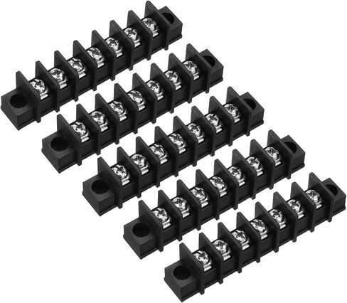 uxcell 5 Pcs 7 Positions Terminal Block 300V 20A 9.5mm Pitch Single Rows 7 Circuits DIN Row Screw Terminals Strip in Saudi Arabia
