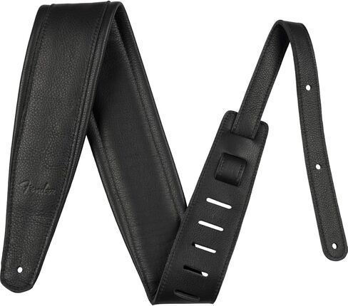 Fender Premium Leather Guitar Strap ، حزام جلدي متميز مع حشوة سميكة ، تحجيم قابل للتعديل من 36 "-50.5" ، أسود in Saudi Arabia