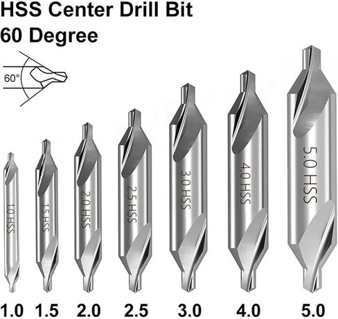 HSS Combined Center Center Drills 60 درجة countersinks مجموعة البت 1.0 مم 1.5 مم 2.0 مم 2.5 مم 3.5 مم 5 مم بتات معدنية 1pcs (4pcs 1.0-5.0mm) in Saudi Arabia