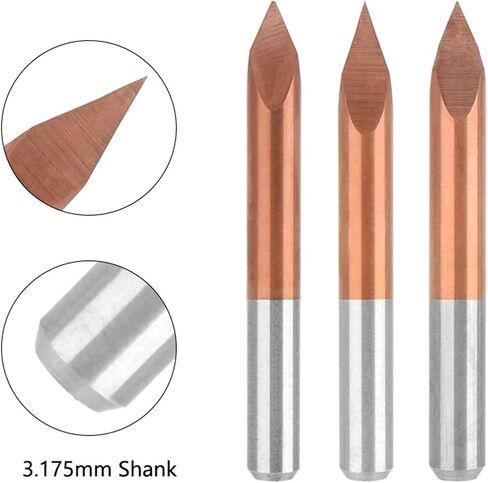 10pcs 3.175mm ساق 3 بتات نقش حافة 20-90 درجة تطرح 0.1-0.3mm 3D قطع طلاء طلاء 3D (3.175x0.3x60d) in Saudi Arabia