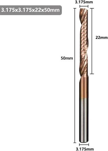 Bawho End Milling Cutter 1/8 "" Shank TICN Carbide End Mill Single Flute CNC BET BET لقطع النحاس من الألومنيوم 1PCs (3.175x3.175x15x40mm) in Saudi Arabia