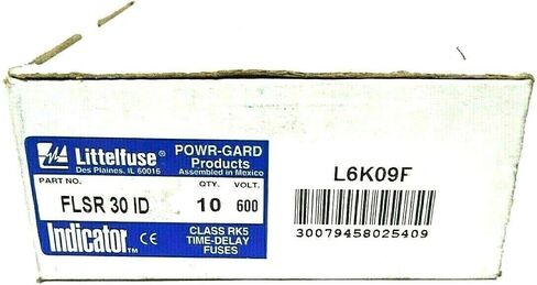 Littelfuse FLS-R-30-ID 1/10 to 600 amp ، 200/300 Ka تصنيف المقاطع ، 250/600 فولت ، و 30 أمبير ، FLSR-ID ، فتيل ، نافذة المؤشر in Saudi Arabia