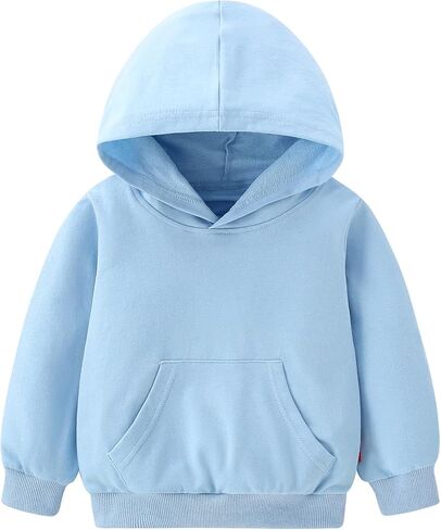 AIWUHE Toddler Boys Girls Hooded Sweatshirt Solid Pullovers Long Sleeve Hoodie Kids Cotton Crewneck Fall Tops 2-6Y Blouse in Kuwait