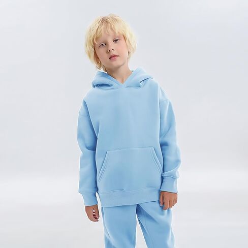 AIWUHE Toddler Boys Girls Hooded Sweatshirt Solid Pullovers Long Sleeve Hoodie Kids Cotton Crewneck Fall Tops 2-6Y Blouse in Kuwait