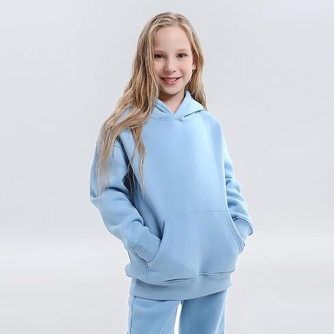 AIWUHE Toddler Boys Girls Hooded Sweatshirt Solid Pullovers Long Sleeve Hoodie Kids Cotton Crewneck Fall Tops 2-6Y Blouse in Kuwait