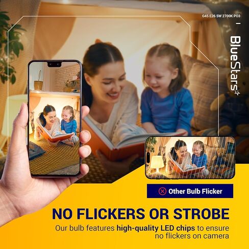 BlueStars G45 E26 Edison LED Filament Globe Bulb 120V 5W (60 Watt Equivalent), 2700K Warm White Light 550lm Non-Dimmable for Indoor Outdoor Holiday Home Decoration - 3 Packs in Saudi Arabia