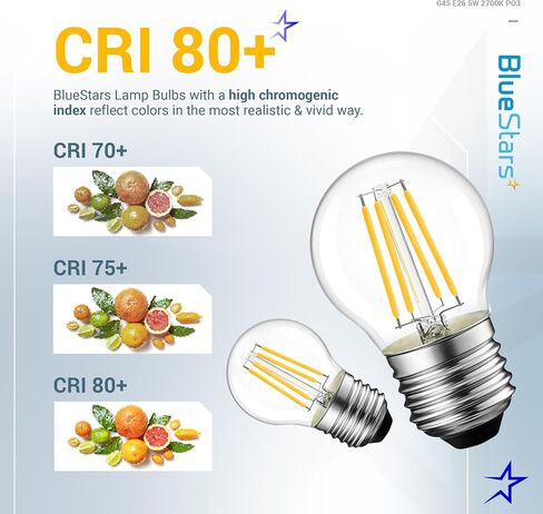 BlueStars G45 E26 Edison LED Filament Globe Bulb 120V 5W (60 Watt Equivalent), 2700K Warm White Light 550lm Non-Dimmable for Indoor Outdoor Holiday Home Decoration - 3 Packs in Saudi Arabia