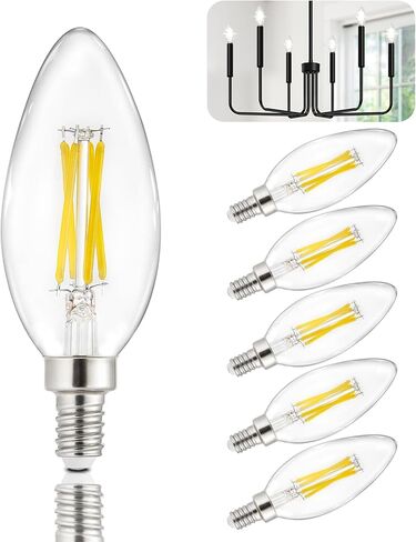 مصابيح مصباح LED Depuley E26: 12 حزمة مصابيح تشاندلاير لمبة 6W مكافئة 60W-Edison Vintage Light in Kuwait