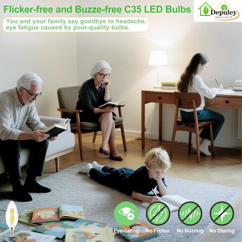 مصابيح مصباح LED Depuley E26: 12 حزمة مصابيح تشاندلاير لمبة 6W مكافئة 60W-Edison Vintage Light in Kuwait