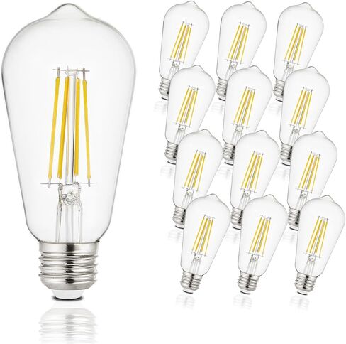 مصابيح مصباح LED Depuley E26: 12 حزمة مصابيح تشاندلاير لمبة 6W مكافئة 60W-Edison Vintage Light in Kuwait