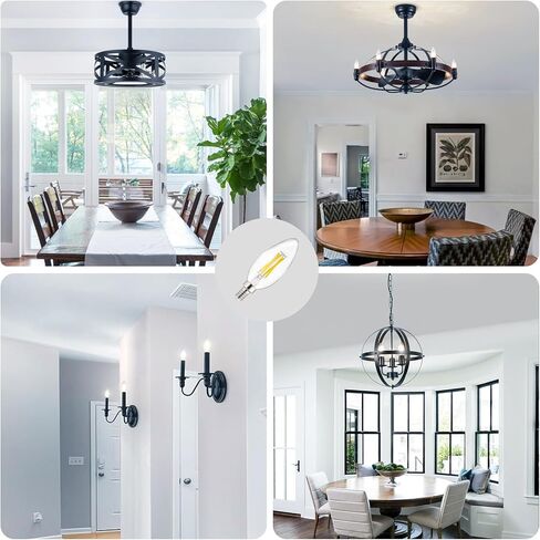 مصابيح مصباح LED Depuley E26: 12 حزمة مصابيح تشاندلاير لمبة 6W مكافئة 60W-Edison Vintage Light in Kuwait