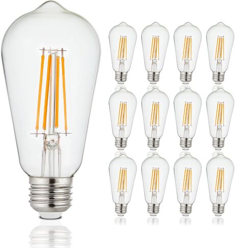 مصابيح مصباح LED Depuley E26: 12 حزمة مصابيح تشاندلاير لمبة 6W مكافئة 60W-Edison Vintage Light in Kuwait