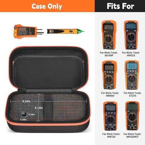 Case Compatible with Klein Multimeter MM325 MM300(69149P) Multi Meter Testers, Storage Carrying Organizer for Electrical Test Kit Voltage/Outlet Tester, Wire Stripper, Leads & Batteries (Box Only) (S) in Saudi Arabia