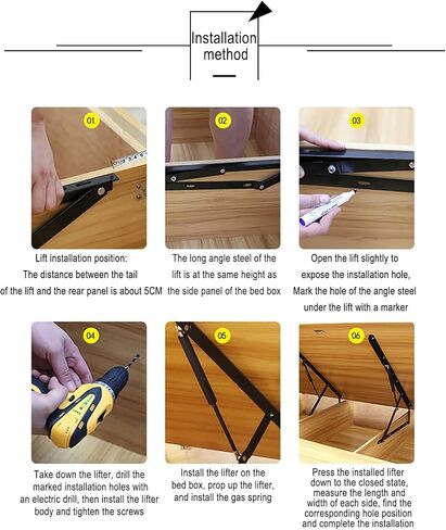 Springs Furniture Hinge,Spring Hinges, Hydraulic Bed lifter2X White Folding Bed Lifting Mechanism, Storage Bed Lift Mechanism, Lift Pneumatic Support, Slow Down Lift Stay Support, in Saudi Arabia