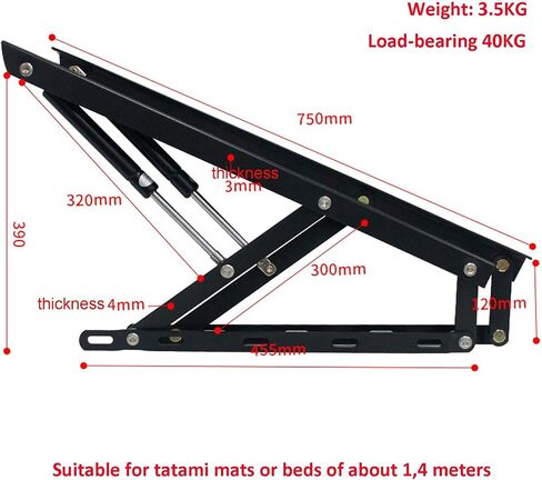 Springs Furniture Hinge,Spring Hinges, 2pcs Gas Pressure Damper for Bed Boxes Pneumatic Bed Lifting Mechanisms Heavy Duty Gas Springs Furniture Hinge Spring Folding Lift Hinges Accessories in Saudi Arabia