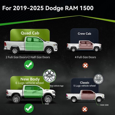 AutoSaver88 6 بوصات تشغيل لوحات متوافقة مع 2019-2025 RAM 1500 CREW CREW NEW BODY ، خطوات جانبية من الفولاذ المقاوم للصدأ قضبان NERF المسحوق الأسود المطلي بالمسحوق الأسود المطلي بالمسحوق الأسود in Kuwait