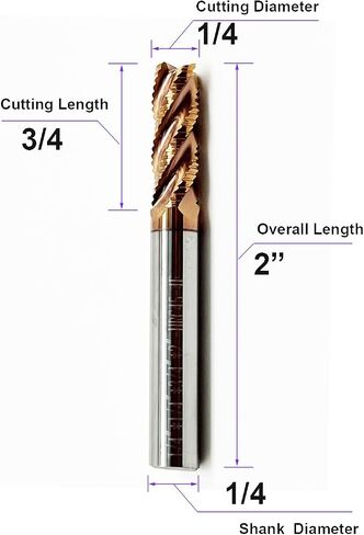 1pcs 1/4 "مجموعة مطحنة النهاية الخشنة ، أجهزة التوجيه 4-flute كربيد ، 1/4" شانك ، طول القطع 3/4 "، HRC45 للسبائك الصلب والصلب الصلب-أدوات CNC الدقيقة in Saudi Arabia