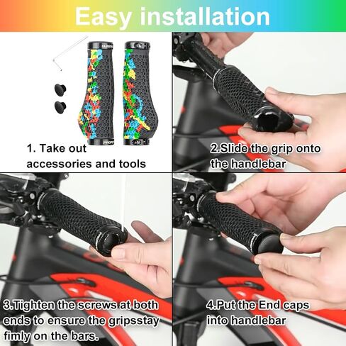 Bike Handlebar Grips, Ergonomic Design Bicycle Grips Widen Holding Rubber Bike Handlebar Grips with Aluminum LockGrips for E-Bike Scooter Foldable Bicycle in Saudi Arabia