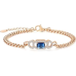 14K Gold Plated Cubic Zirconia Adjustable Bracelet for Women Jewelry | Size 6.6"+1.6"
