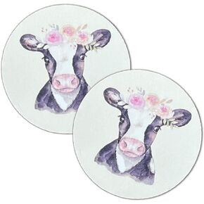 Dairy Cow with Floral Crown Cardstock Cutouts for Freshies | 12 Pack | 2.5" Inch Circles | Freshie Supplies | Western Designs