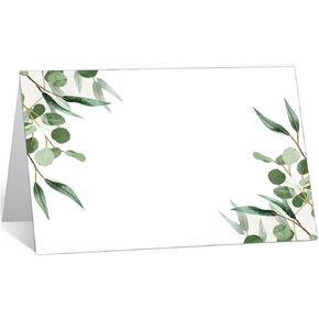 Place Cards 3.5 x 4 Inch Tented Blank Table Cards Greenery Place Cards for Wedding or Party Name Cards for Table Setting Reserved Seating Dinner Place Cards Seating Place Cards for Tables,100 Pcs