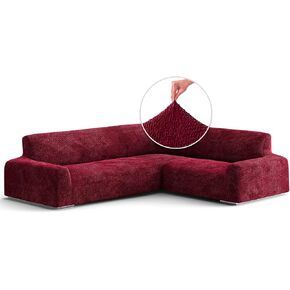 PAULATO BY GA.I.CO. Sectional Sofa Cover - Corner Couch Cover - Corner Slipcover - Soft Fabric Slipcovers - 1-Piece Form Fit Stretch Furniture Slipcover - Velvet Collection - Bronze (Corner Sofa)