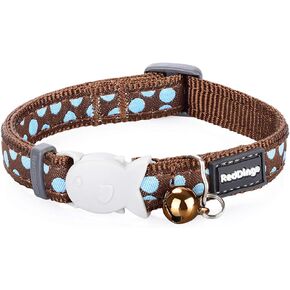 Red Dingo Deisgner Cat Collar, White Stars on Red 12mm x (20-32cm)