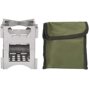 VGEBY Portable Camping Stove Backpacking Stove Folding Wood Burning Stainless Steel Stove Mini Cooker Outdoor Hiking Picnic BBQ Sportinggoods Outdoor Utensils