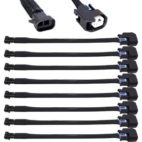 HiSport Fuel Injector Connector 8 PCS Pigtail Connectors Wire Terminals WAINJ32 Compatible with Mini Delphi Multec 2 Harness to USCAR EV6