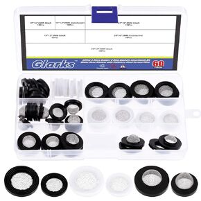 Glarks 60Pcs Water Hose Washer with Screen Filter, Stainless Steel Hose Coupling Filter Washers Flat Filter Convex Filter Rubber Silicone Seal O Ring Gaskets with Screen Hose Screen Washers