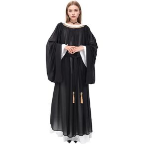 C-ZOFEK Womens Loose Fit Chiffon Sheer, Vintage Gown See Through Robe Long Sleeve Cover Up Dress with Sash