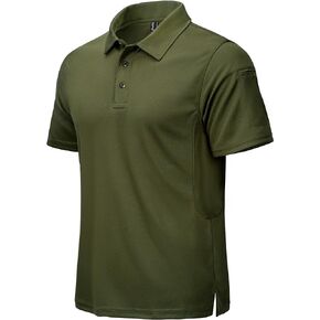 CRYSULLY Men's Tactical T Shirt Short Sleeve Quick Dry Polo Military Pullover Outdoor Golf Shirt Army Tee