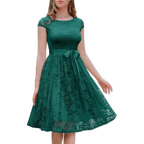 فستان BeryLove النسائي ذو الدانتيل الزهري القصير لوصيفة العروس بأكمام قصيرة وحفلات الزفاف الرسمية in Kuwait