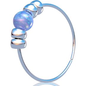 Silver Nose Piericng Hoop - Tiny Hypoallergenic 7mm Nose Ring with a 2mm Blue opal - Handmade 925 Sterling Silver 24 Gauge Nose Hoop Jewelry