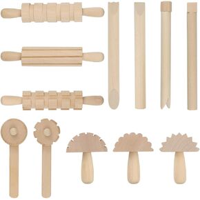 12 Pcs Kids Wooden Clay Tool Wood Hand Rollers Clay Molding Tools for Kids Crafts Activities
