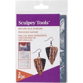 Sculpey Tools Silk Screen Nature, reusable 3 piece set, Great for all types of DIY crafts, polymer clay, jewelry making and mixed media, great for all skill levels