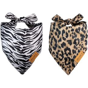 Willow Creek Pet Apparel Bandana Scarf for Dogs & Puppies | Animal Print 2 Pack | Dual Layered Durable Fabric |Cute & Modern| All Breeds | Boy & Girl | Adjustable Small, Large, & X-Large (Large)