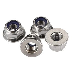 M6-1.0 Flanged Nylon Insert Lock Nuts Flange Locknuts, 304 Stainless Steel 18-8 Bright Finish, DIN 6926, 50PCS