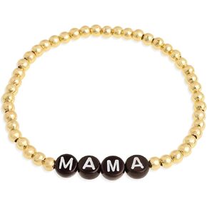 Gold Beaded Initial Friendship Stretch Bracelets for Women Teen Girls Trendy Boho White Cross Heart Letter Name Stackable Beads