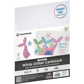 Print Works Printable White Glitter Cardstock, Perfect for Holiday School and Craft Projects, 15 Sheets, 8.5" x 11" (00514)